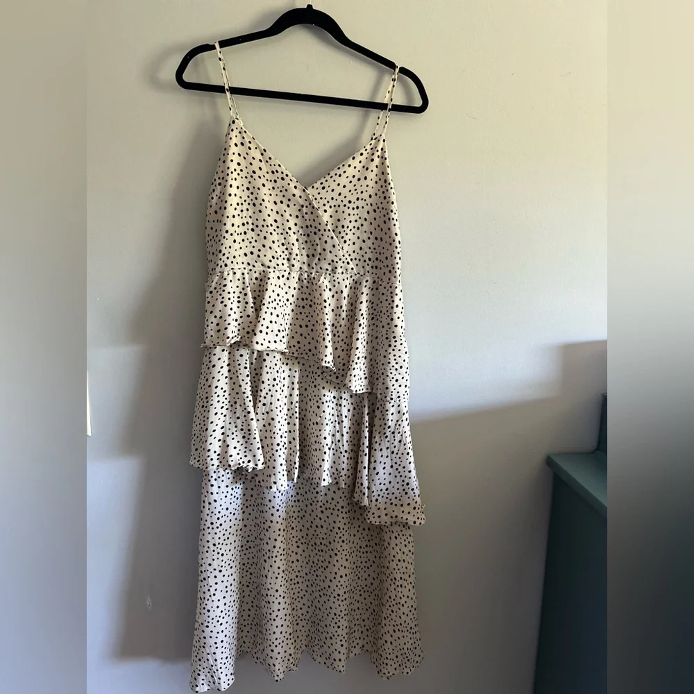 Tiered polka dot spaghetti strap dress by Mystree. - Picture 2 of 8